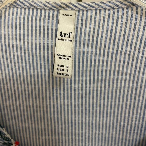 Zara blue and white stripped embroidered dress - Picture 3 of 6